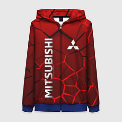 Толстовка на молнии женская Митсубиси 3D плиты, цвет: 3D-синий