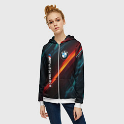 Толстовка на молнии женская BMW M PERFORMANCE NEON БМВ М НЕОН, цвет: 3D-белый — фото 2