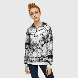 Толстовка на молнии женская Эффект линогравюры, цвет: 3D-белый — фото 2