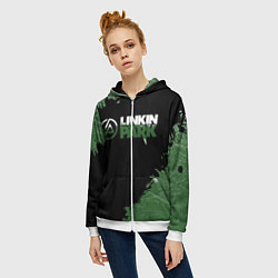 Толстовка на молнии женская Линкин Парк в стиле Гранж Linkin Park, цвет: 3D-белый — фото 2