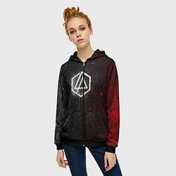 Толстовка на молнии женская Linkin Park Logo Линкин Парк, цвет: 3D-черный — фото 2