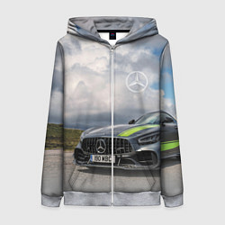 Толстовка на молнии женская Mercedes V8 Biturbo Racing Team AMG, цвет: 3D-меланж