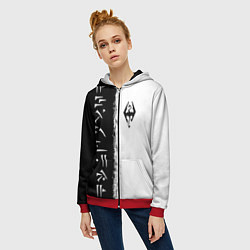 Толстовка на молнии женская THE ELDER SCROLLS SKYRIM FUS RO DAH ЧЁРНО БЕЛЫЙ, цвет: 3D-красный — фото 2