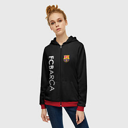 Толстовка на молнии женская FC BARCA BLACK STYLE, цвет: 3D-красный — фото 2