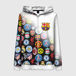 Толстовка на молнии женская FC BARCELONA LOGOBOMBING, цвет: 3D-белый