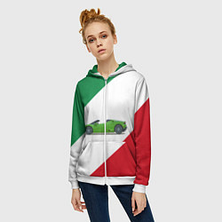 Толстовка на молнии женская Lamborghini Италия, цвет: 3D-белый — фото 2