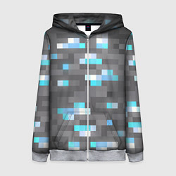Толстовка на молнии женская АЛМАЗНАЯ РУДА DIAMOND ORE MINCRAFT, цвет: 3D-меланж