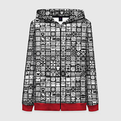 Толстовка на молнии женская Geometry Dash: BW Pattern, цвет: 3D-красный