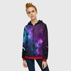 Толстовка на молнии женская NEON GALAXY НЕОНОВЫЙ КОСМОС, цвет: 3D-красный — фото 2