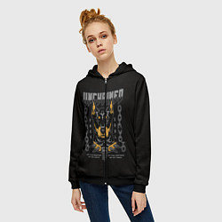 Толстовка на молнии женская Доберман-Пинчер, цвет: 3D-черный — фото 2