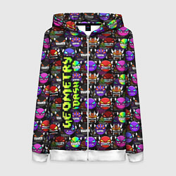 Толстовка на молнии женская Geometry Dash: Heroes, цвет: 3D-белый