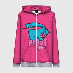Толстовка на молнии женская Mr Beast Gaming Full Print Pink edition, цвет: 3D-меланж