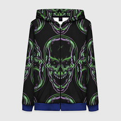 Толстовка на молнии женская Skulls vanguard pattern 2077, цвет: 3D-синий