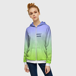 Толстовка на молнии женская Чего надо?02, цвет: 3D-белый — фото 2