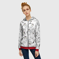 Толстовка на молнии женская КОТИКИ МЕМ МЯУ, цвет: 3D-красный — фото 2