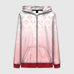 Толстовка на молнии женская ГЕНШИН ИМПАКТ ЯПОНИЯ САКУРА ЦВЕТОК, цвет: 3D-красный