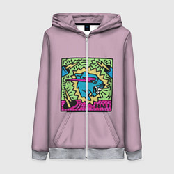 Женская толстовка на молнии Mr Beast Drawing Full Print