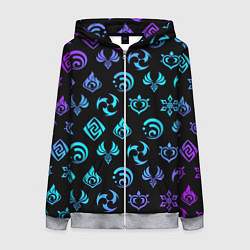 Толстовка на молнии женская NEON SYMBOL HERO GENSHIN IMPACT, цвет: 3D-меланж