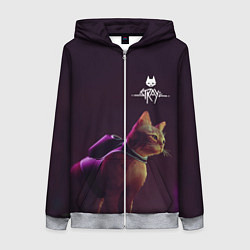 Толстовка на молнии женская Stray: Wandering Cat, цвет: 3D-меланж
