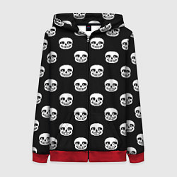 Толстовка на молнии женская UNDERTALE SANS SKULL FACE PATTERN УЗОР, цвет: 3D-красный