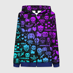 Толстовка на молнии женская UNDERTALE NEON PATTERN УЗОР, цвет: 3D-синий