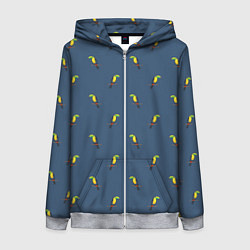 Толстовка на молнии женская Тукан паттерн, цвет: 3D-меланж