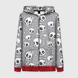 Толстовка на молнии женская Skulls & bones, цвет: 3D-красный