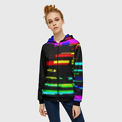 Толстовка на молнии женская Color fashion glitch, цвет: 3D-черный — фото 2