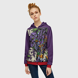 Толстовка на молнии женская Evangelion Eva-01, цвет: 3D-красный — фото 2