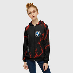 Толстовка на молнии женская BMW Autosport Молнии, цвет: 3D-черный — фото 2