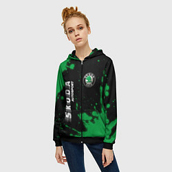 Толстовка на молнии женская SKODA Skoda Autosport Брызги, цвет: 3D-черный — фото 2