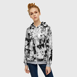 Толстовка на молнии женская Bungo Stray Dogs pattern, цвет: 3D-меланж — фото 2