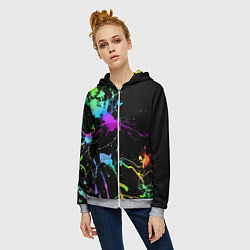 Толстовка на молнии женская Neon vanguard fashion pattern, цвет: 3D-меланж — фото 2