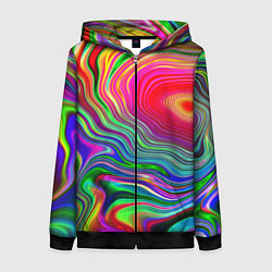 Толстовка на молнии женская Expressive pattern Neon, цвет: 3D-черный