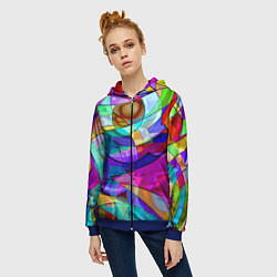 Толстовка на молнии женская Геометрический паттерн Абстракция, цвет: 3D-синий — фото 2
