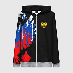 Толстовка на молнии женская Герб russia, цвет: 3D-меланж