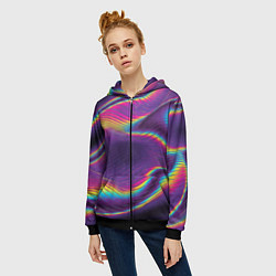 Толстовка на молнии женская Neon fashion pattern Wave, цвет: 3D-черный — фото 2