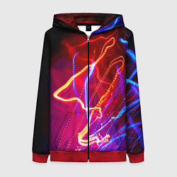 Толстовка на молнии женская Neon vanguard pattern Lighting, цвет: 3D-красный