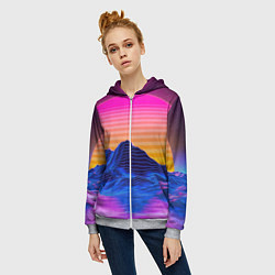 Толстовка на молнии женская РЕТРО НЕОН CYBERPUNK, цвет: 3D-меланж — фото 2