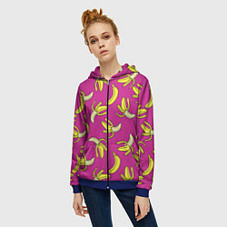 Толстовка на молнии женская Banana pattern Summer Color, цвет: 3D-синий — фото 2