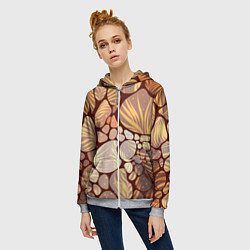 Толстовка на молнии женская Коричнево-бежевые пастельные камушки с яркими паль, цвет: 3D-меланж — фото 2