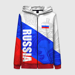 Женская толстовка на молнии RUSSIA - SPORTWEAR - ТРИКОЛОР