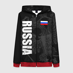 Толстовка на молнии женская RUSSIA - BLACK EDITION, цвет: 3D-красный