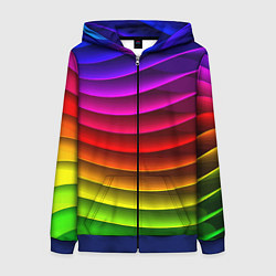 Толстовка на молнии женская Color line neon pattern Abstraction Summer 2023, цвет: 3D-синий