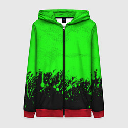 Толстовка на молнии женская САЛАТОВЫЕ НЕОНОВЫЕ БРЫЗГИ КРАСКИ, цвет: 3D-красный