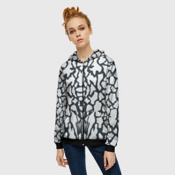 Толстовка на молнии женская Animal Black and White Pattern, цвет: 3D-черный — фото 2