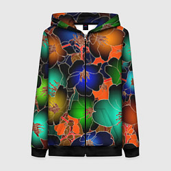 Толстовка на молнии женская Vanguard floral pattern Summer night Fashion trend, цвет: 3D-черный