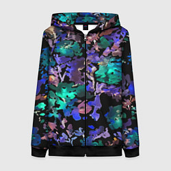 Толстовка на молнии женская Floral pattern Summer night Fashion trend 2025, цвет: 3D-черный