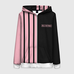 Толстовка на молнии женская BLACKPINK HALF BLACK-PINK MINI LOGO, цвет: 3D-белый