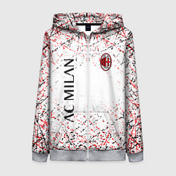 Толстовка на молнии женская Ac milan logo, цвет: 3D-меланж